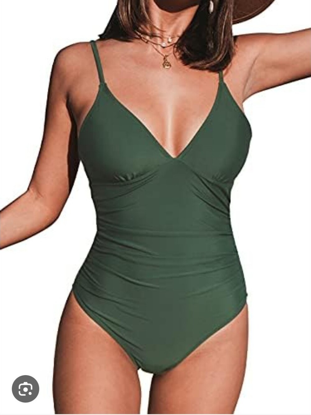 Cupshe Deep V Tummy Control Rouched One Piece Swimsuit